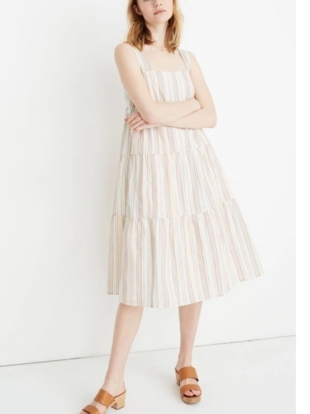 Madewell Rainbow Striped Tiered Sundress